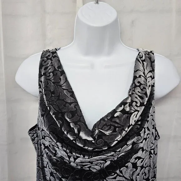 WHBM Floral Velour Tank Top Y2K Scoop Neck Goth Boho Fairy Coquette M - Picture 2 of 10